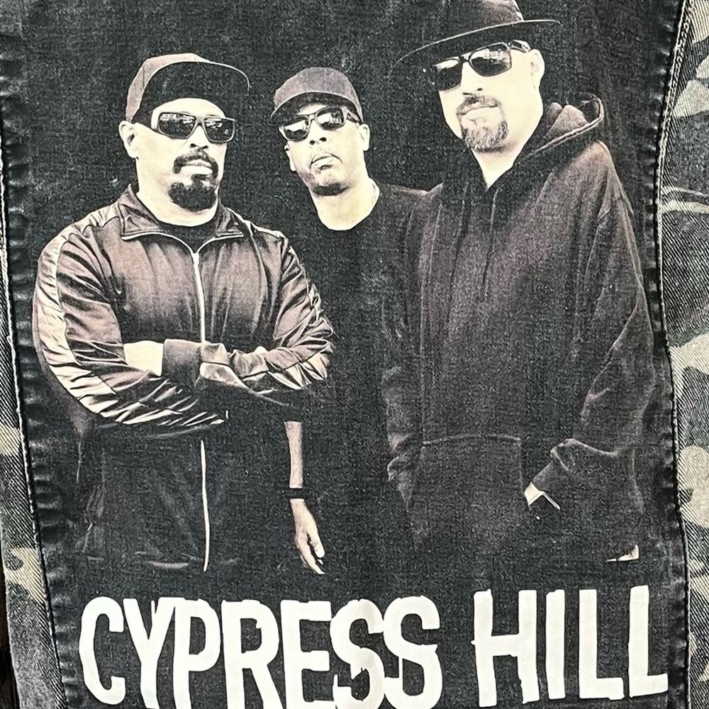 CYPRESS HILL denim jacket men's camo green & gray size MEDIUM - Picture 7 of 14